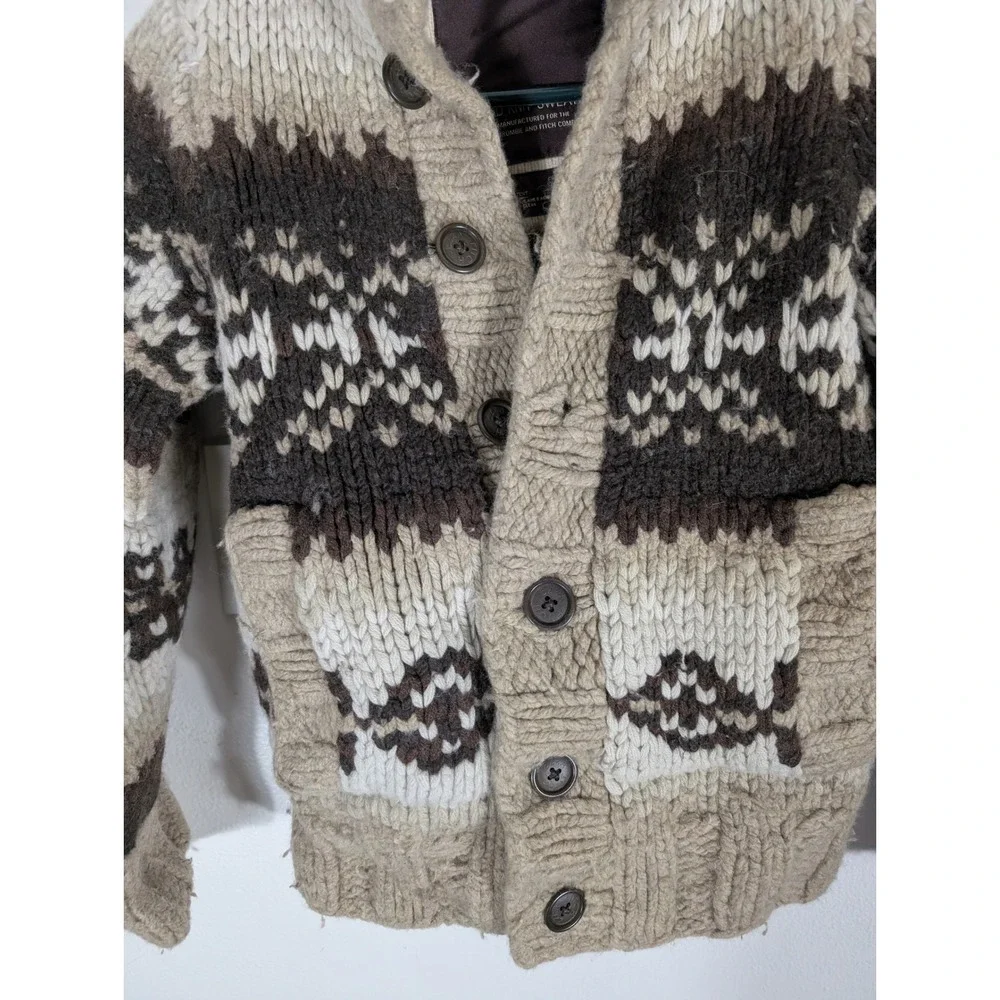 Ezra Fitch Women's Small Abercrombie Hand Knit Wool Fair Isle Cardigan Brown - Picture 3 of 11